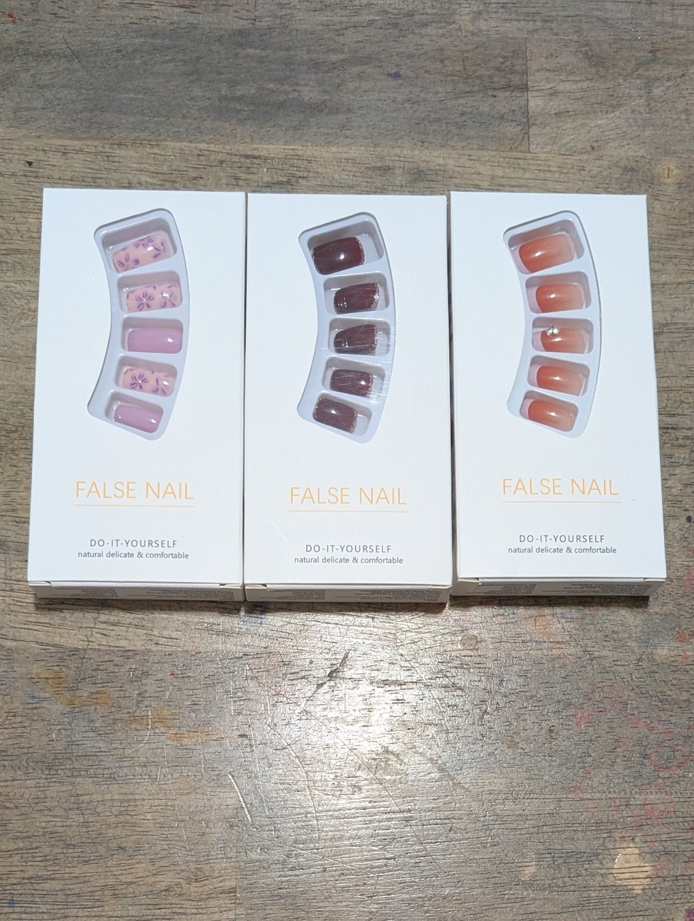NEW ! Lot Of 3 Packs False Faux Nails Stick On *BINK